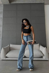 Blugi dama evazati - Edith  - Albastru deschis Balcanik Fashion Boutique