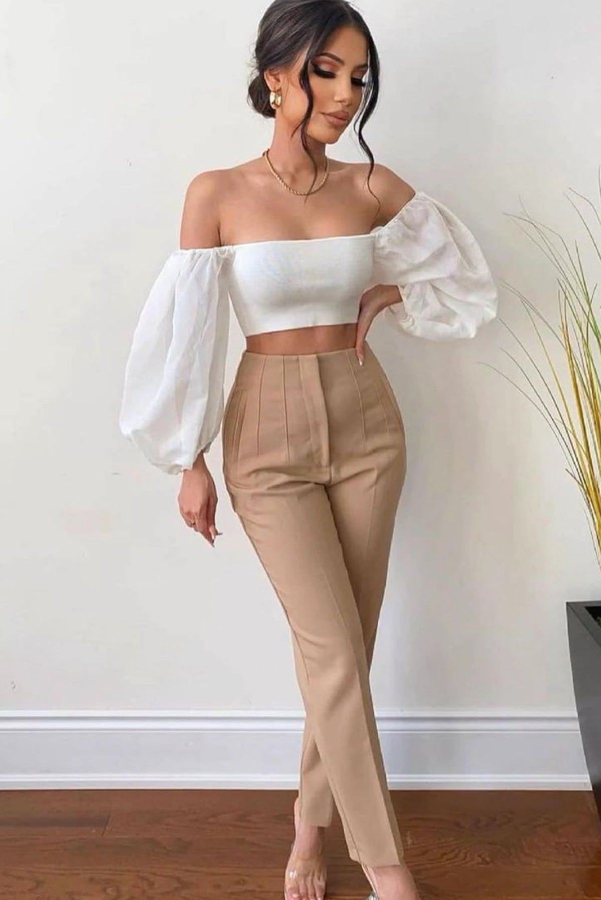 Pantaloni dama Chameli - Bej Balcanik Fashion Boutique
