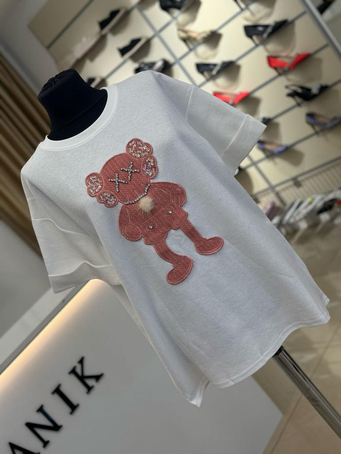 Tricou lung dama Bunny - Alb