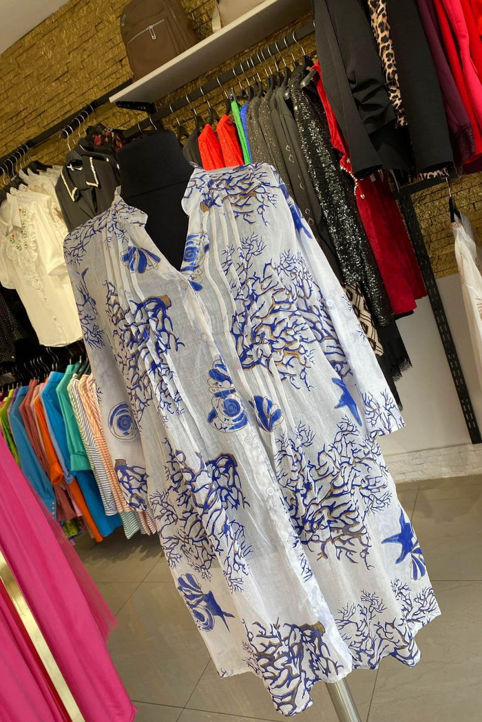 Rochie dama Clare- Alb si albastru Balcanik Fashion Boutique