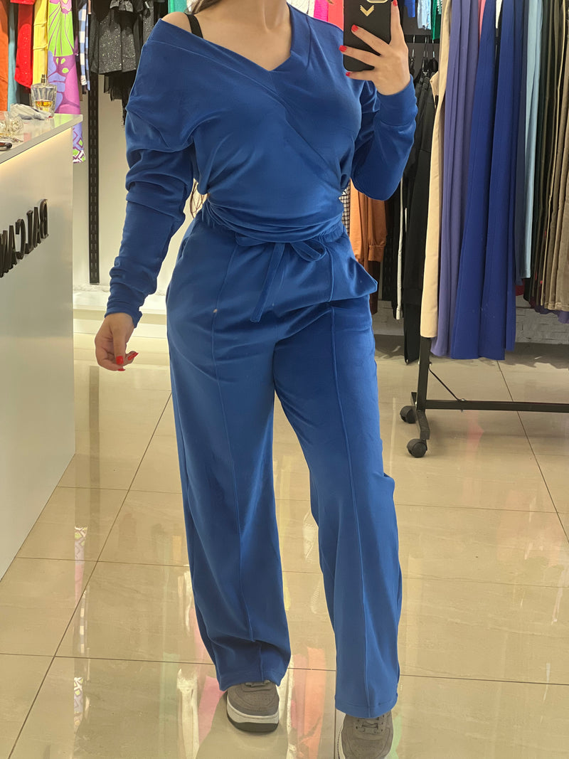Compleu catifea albastru - Jumpsuit Balcanik Fashion Boutique