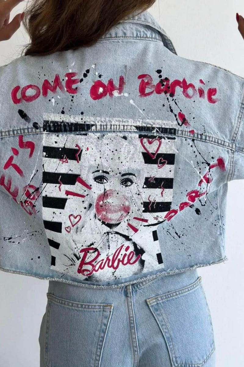 Jacheta din denim - Barbie - Albastra Balcanik Fashion Boutique