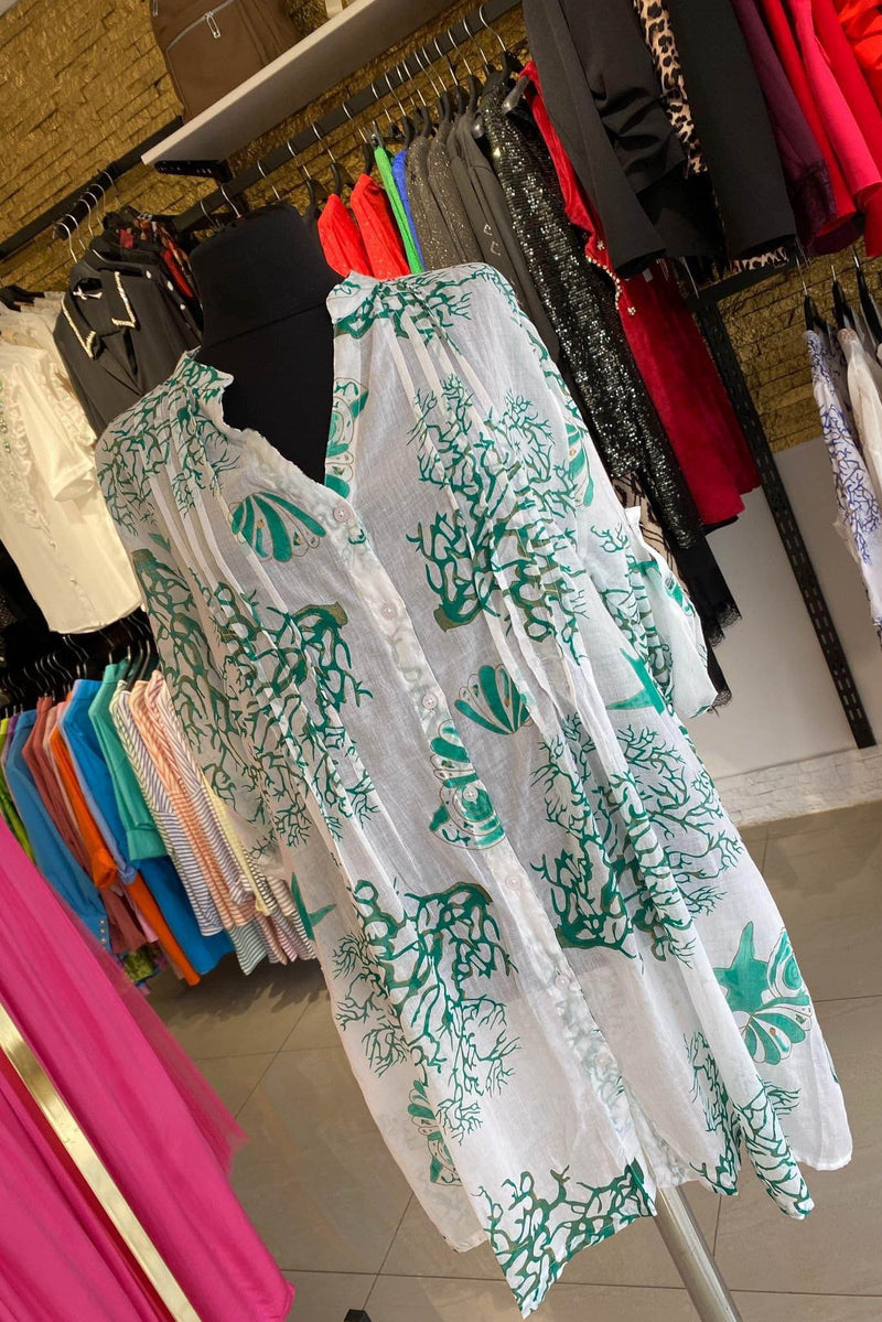 Rochie dama Clare- Alb si verde Balcanik Fashion Boutique