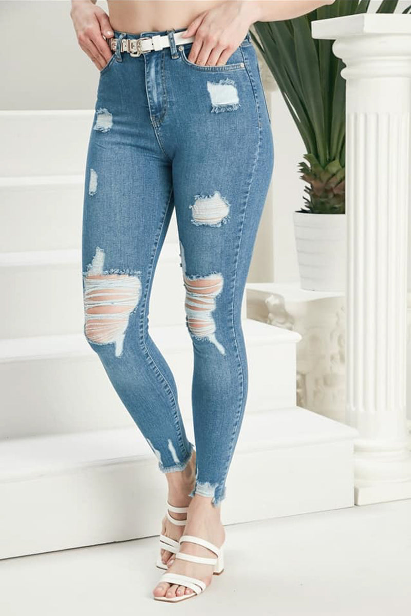 Blugi dama skinny Croppo - Albastru Balcanik Fashion Boutique