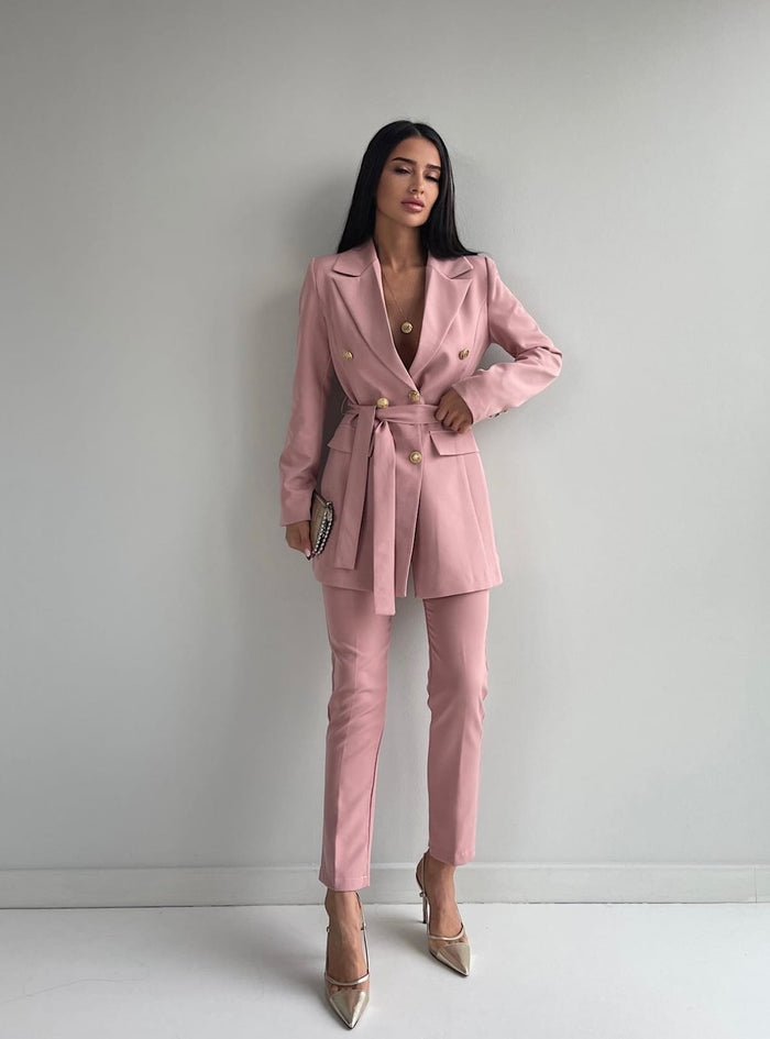 Compleu elegant dama - Blysse roz pudra Balcanik Fashion Boutique
