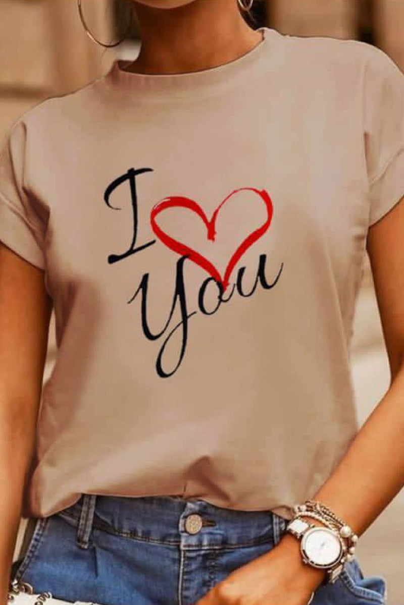 Tricou dama I Love You - Bej Balcanik Fashion Boutique