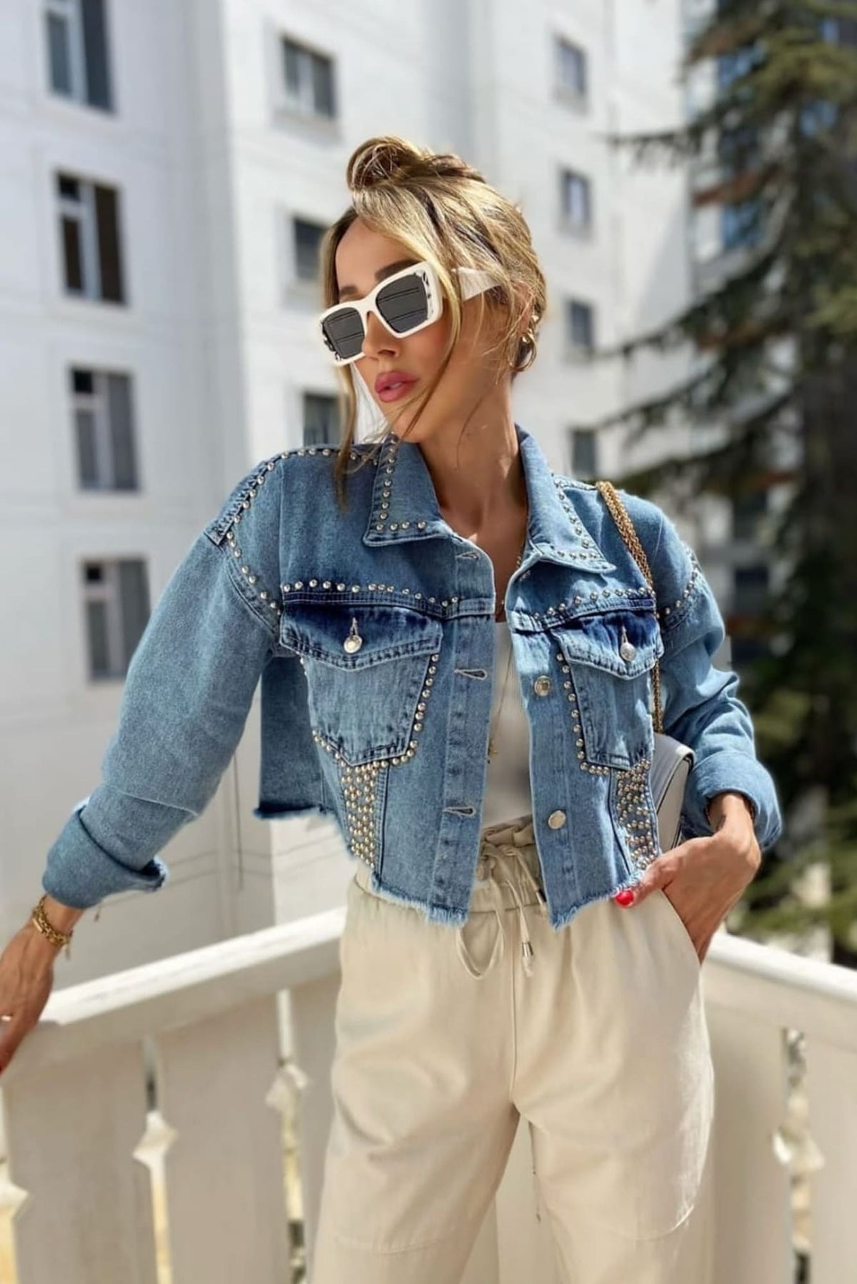 Jacheta din denim dama - Yupo - Albastra Balcanik Fashion Boutique