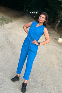 Salopeta dama Agatha - Albastru Balcanik Fashion Boutique