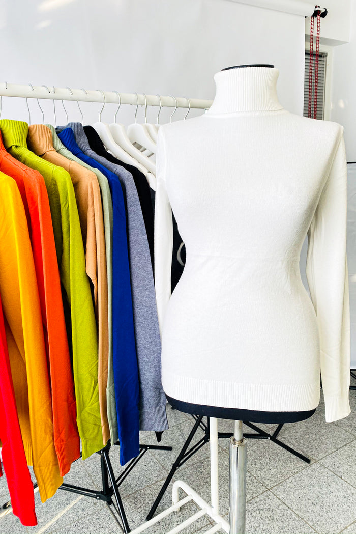 Maleta din tricot fin dama Fortuna - Alb Balcanik Fashion Boutique